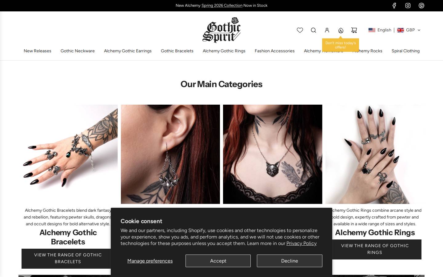 Online Gothic homepage screenshot