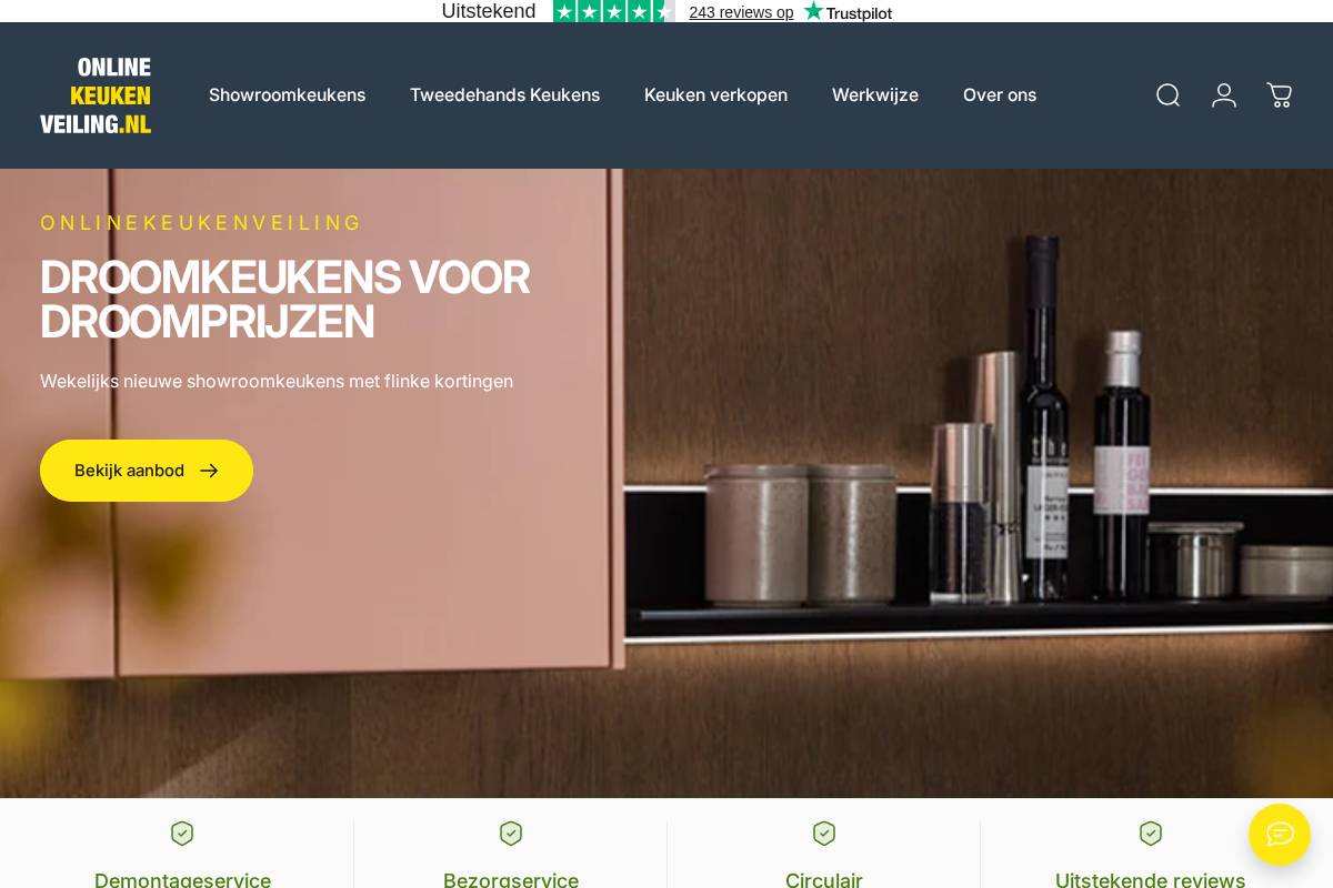 Onlinekeukenveiling.nl homepage screenshot