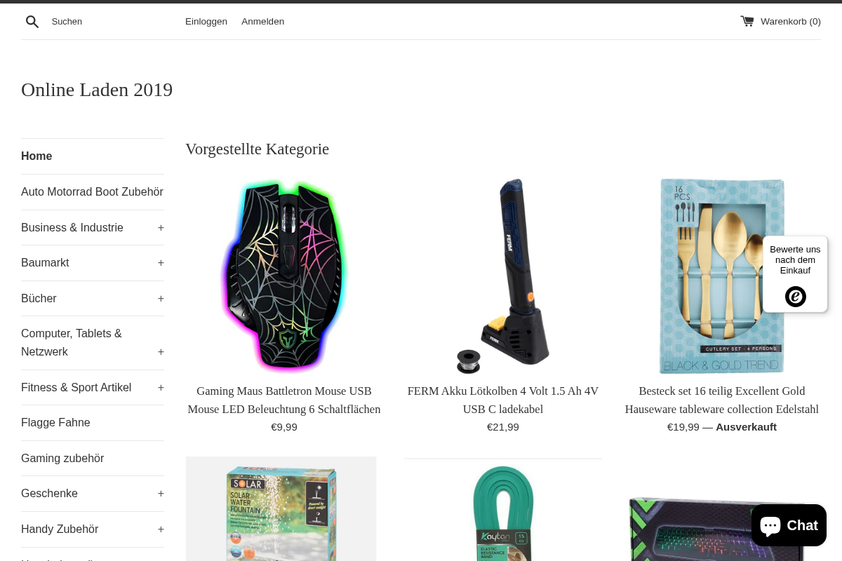 onlineladen2019.de homepage screenshot