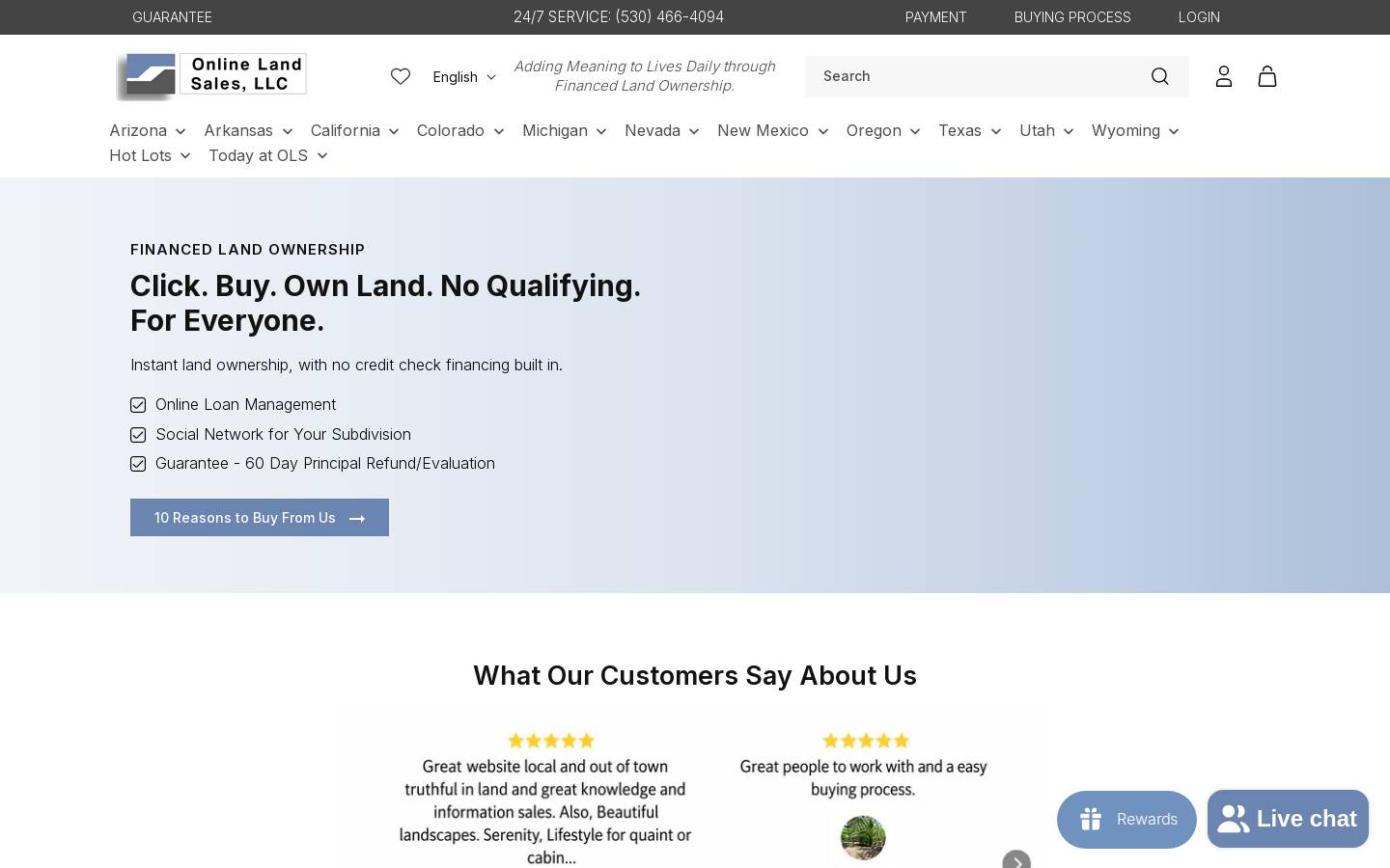 onlinelandsales.com homepage screenshot