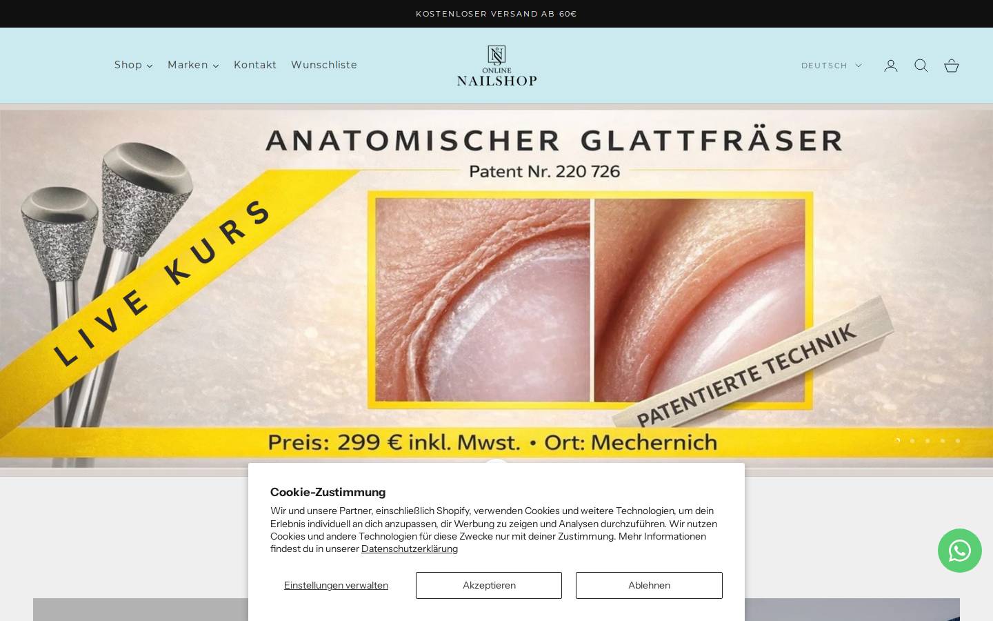onlinenailshop.com homepage screenshot