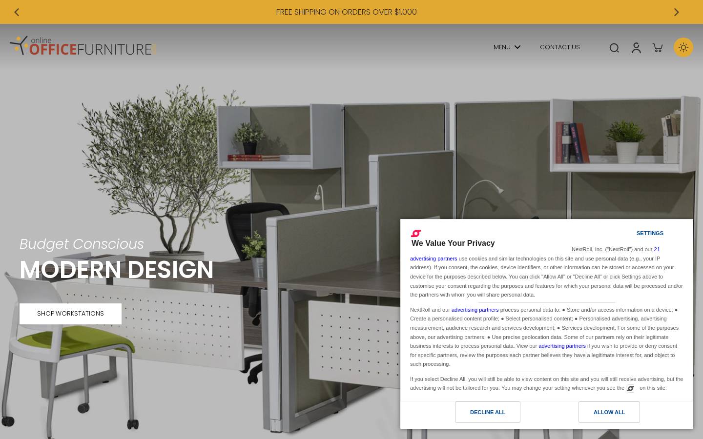 onlineofficefurniture.com homepage screenshot