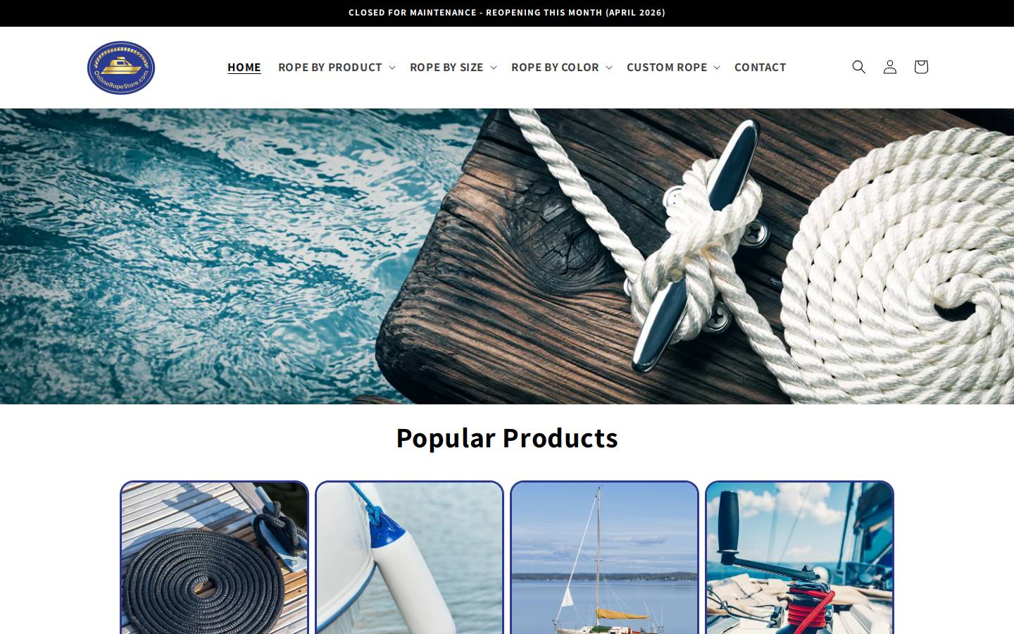 Onlineropestore homepage screenshot