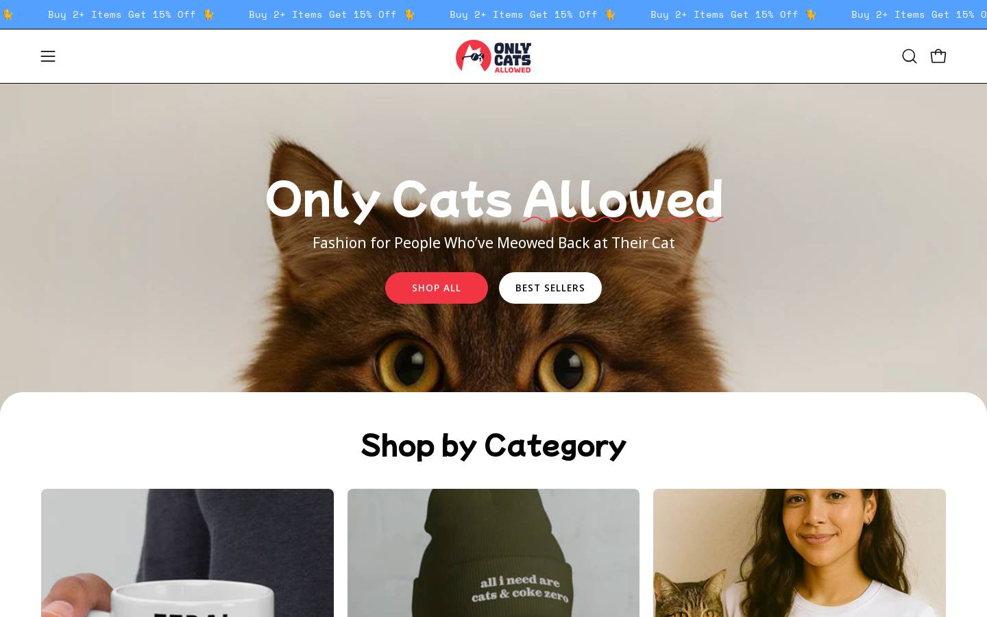 onlycatsallowed.com homepage screenshot
