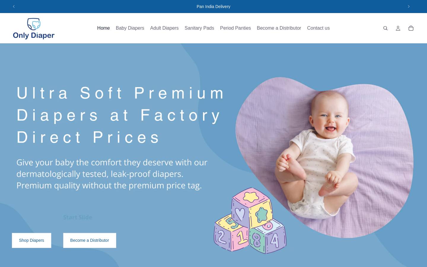 onlydiaper.com homepage screenshot