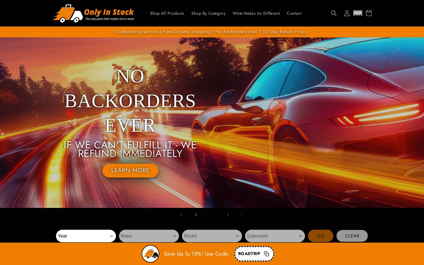 onlyinstock.com homepage screenshot