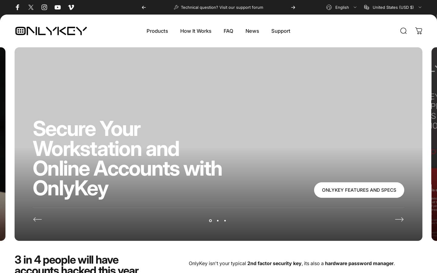 onlykey.io homepage screenshot