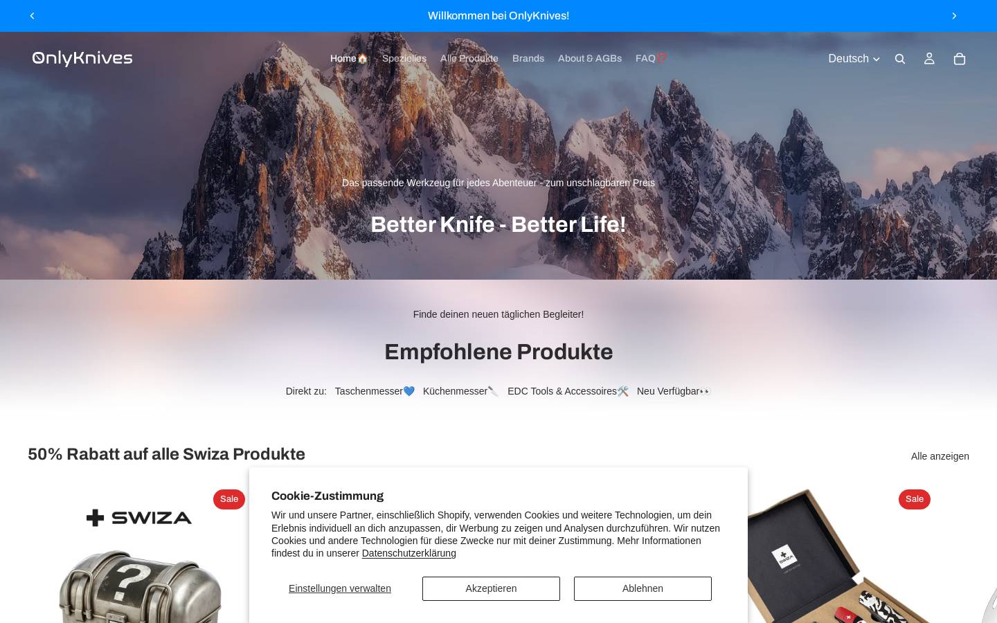 OnlyKnives homepage screenshot