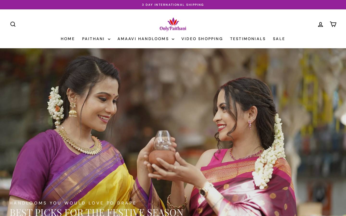 OnlyPaithani homepage screenshot