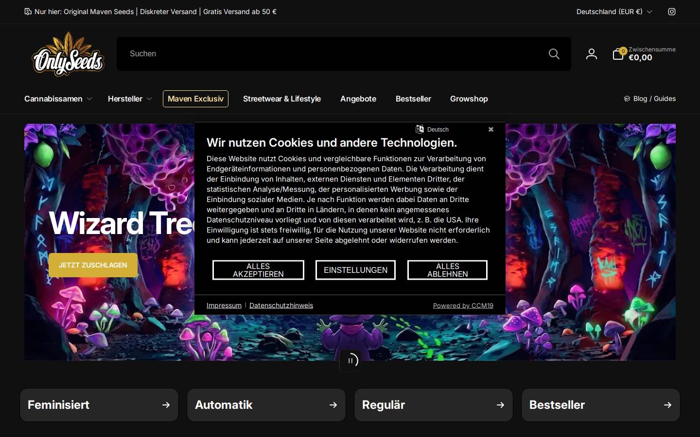 Onlyseedseurope homepage screenshot