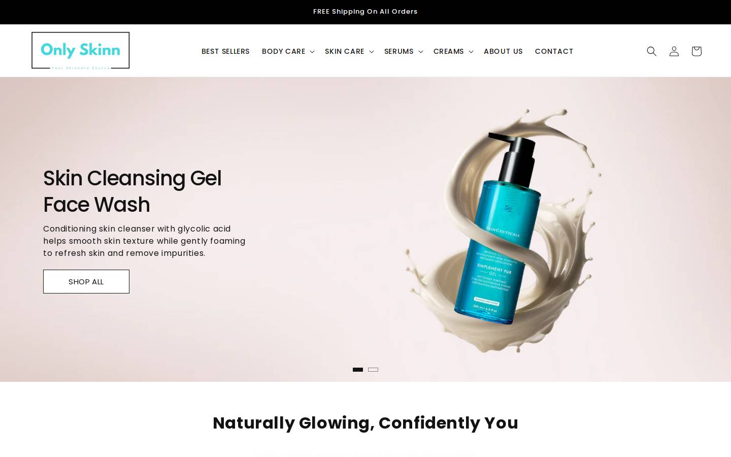 onlyskinn.com homepage screenshot