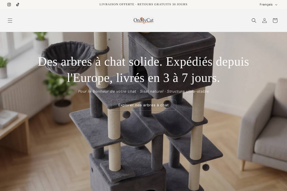 Onmycat homepage screenshot
