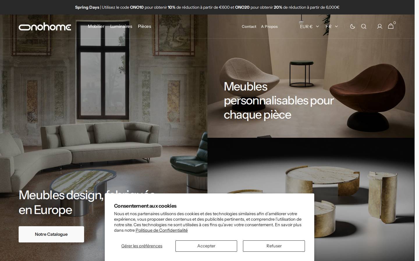 Onohome homepage screenshot