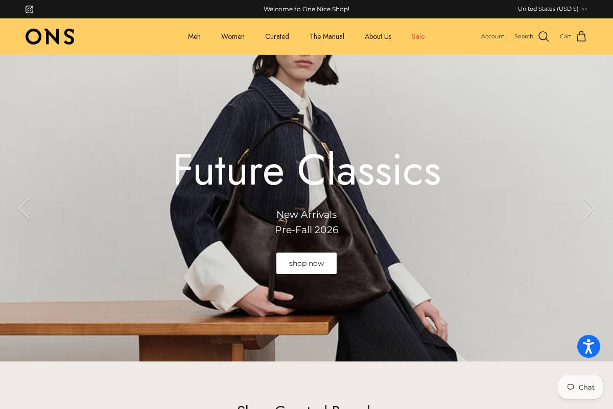 onsclothing.com homepage screenshot