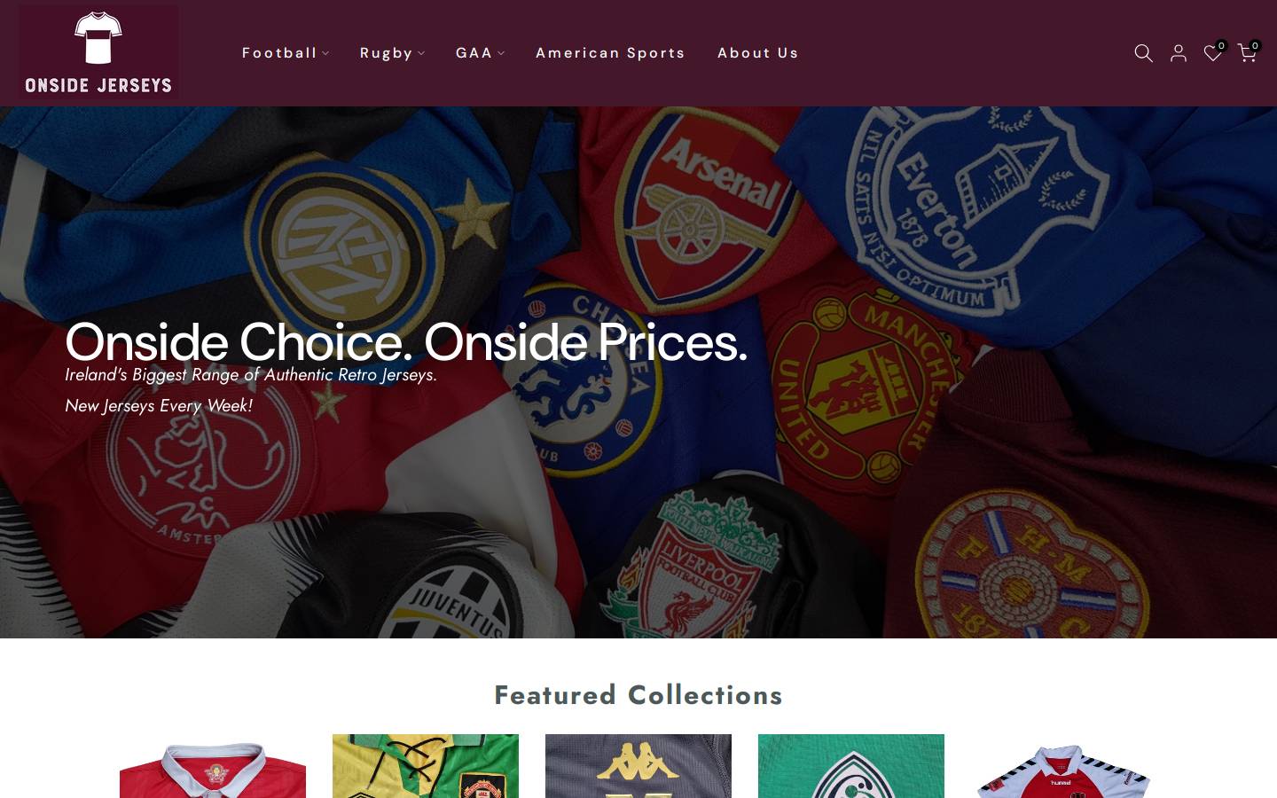 Onside Jerseys homepage screenshot