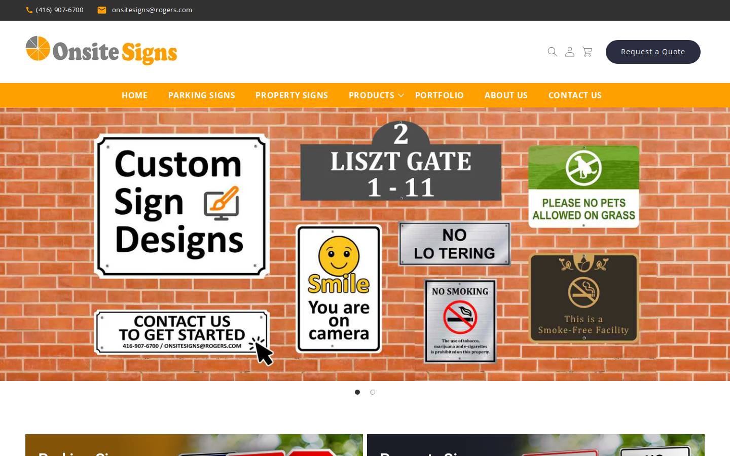 Onsite Signs homepage screenshot