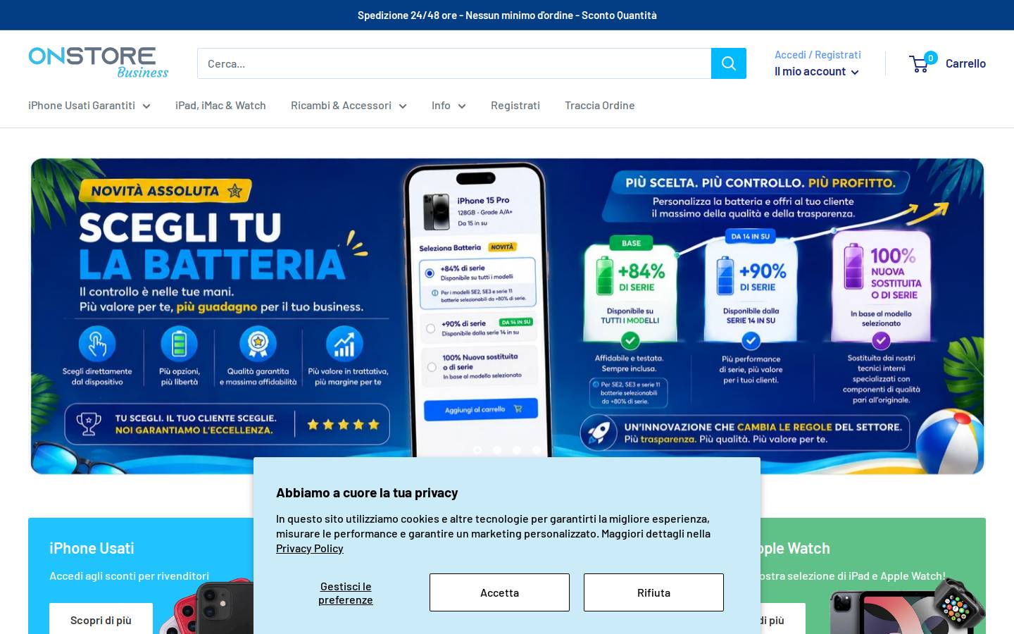 ONstore Business homepage screenshot