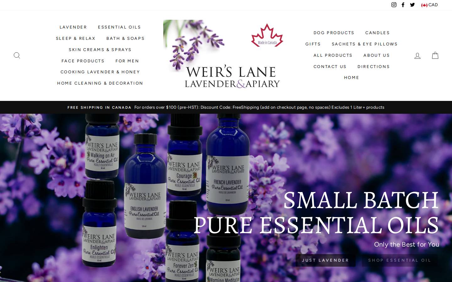 ontariolavender.ca homepage screenshot