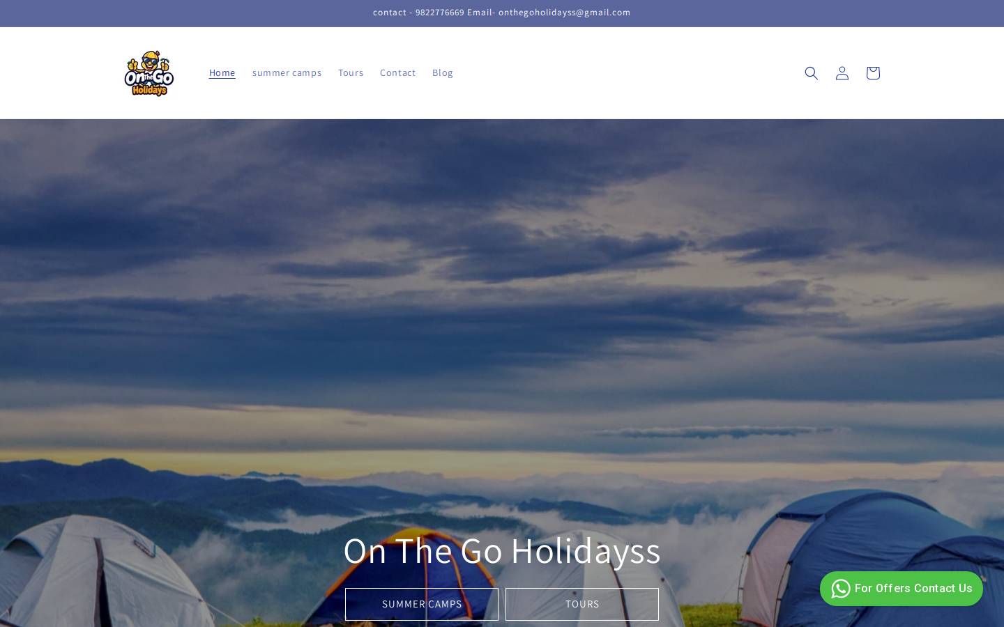 onthegoholidayss.com homepage screenshot