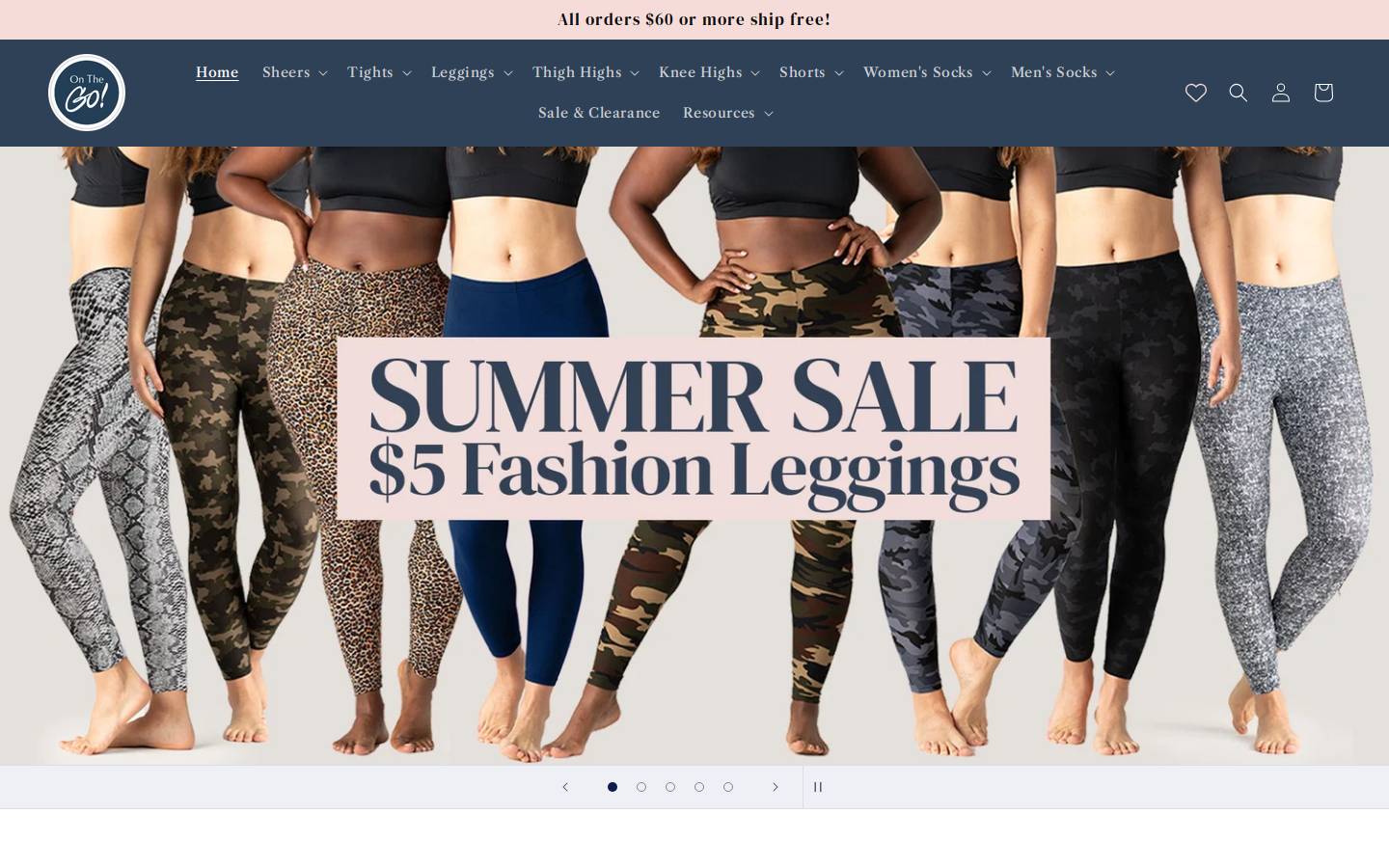 onthegohosiery.com homepage screenshot