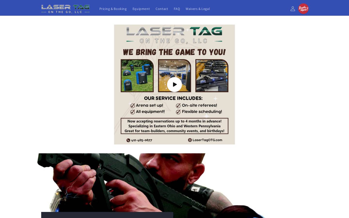 onthegolasertag.com homepage screenshot