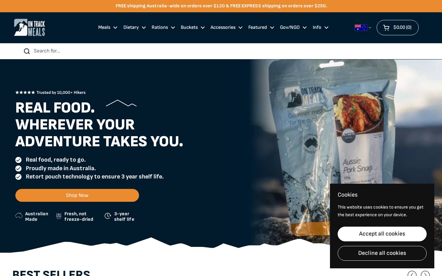 ontrackmeals.com homepage screenshot