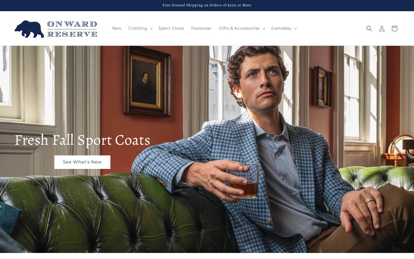 Onward Reserve homepage screenshot