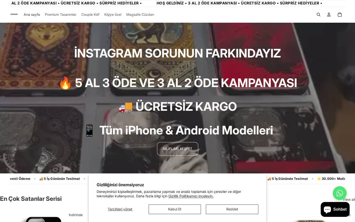 onwears.com homepage screenshot