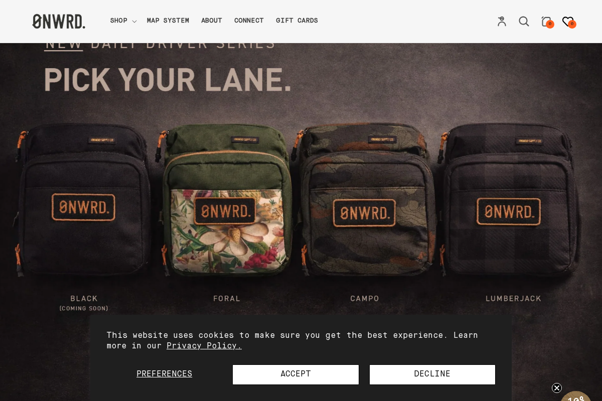 ONWRD Supply Co. homepage screenshot
