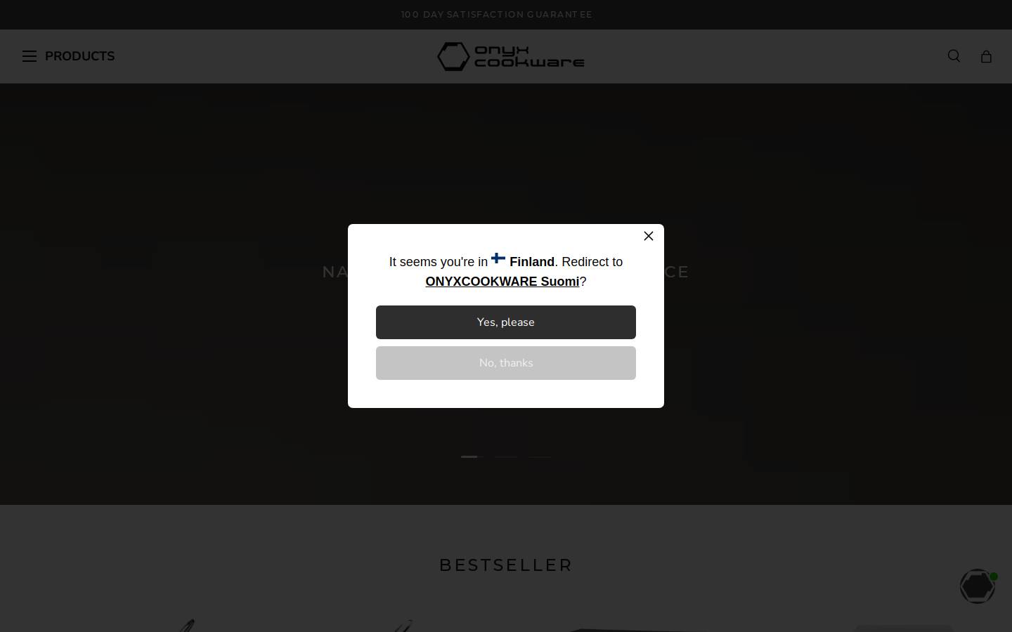 ONYX Cookware homepage screenshot