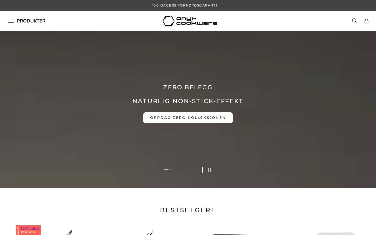 ONYX Cookware homepage screenshot