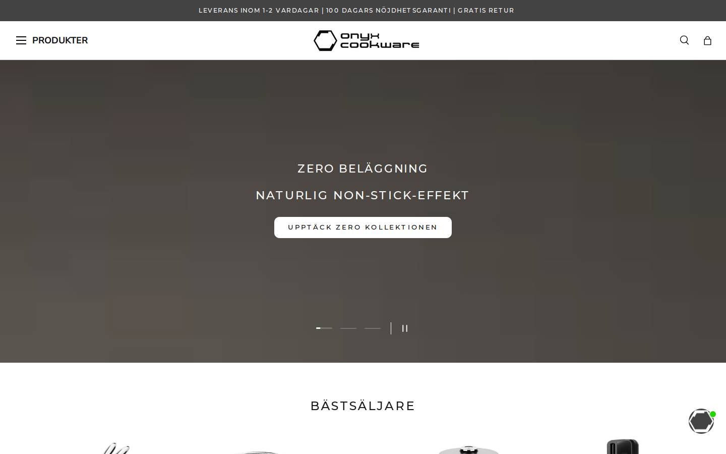 ONYX Cookware homepage screenshot