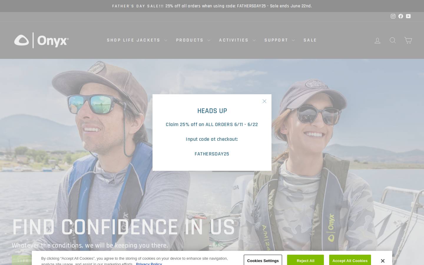 Onyxoutdoor homepage screenshot