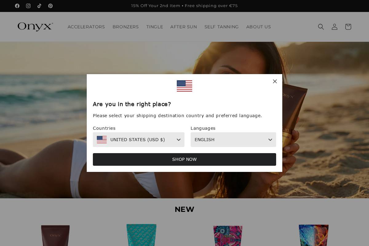 onyxtan.eu homepage screenshot