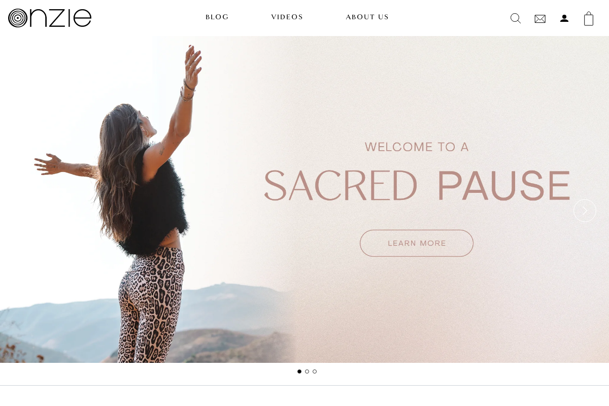 ONZIE homepage screenshot