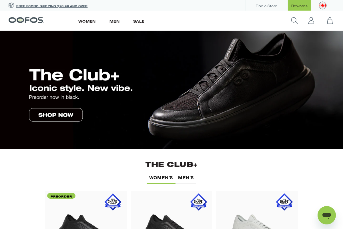 OOFOS Canada homepage screenshot