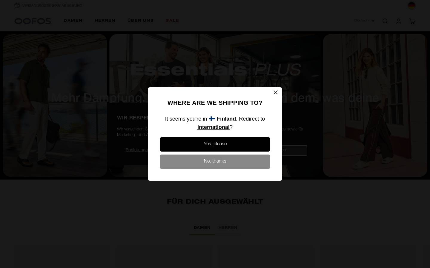 OOFOS Germany homepage screenshot