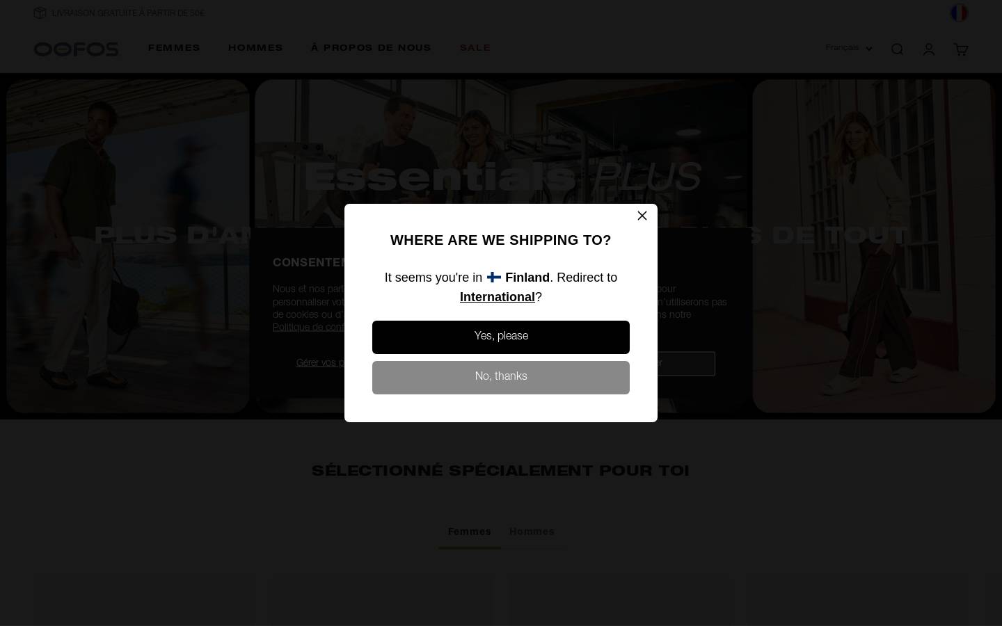 OOFOS homepage screenshot