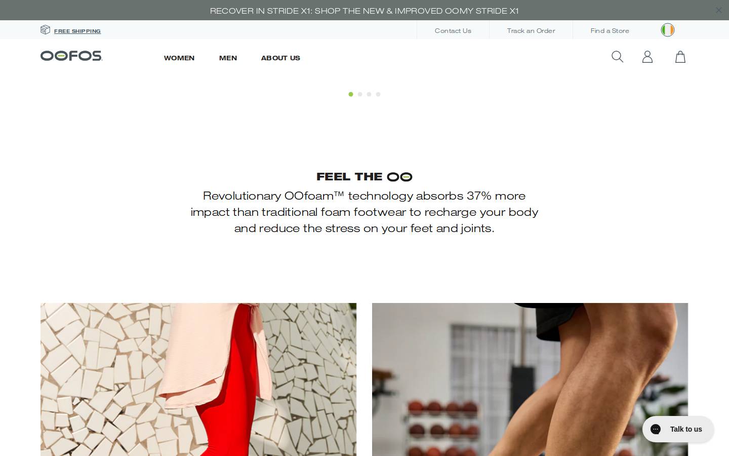 OOFOS homepage screenshot