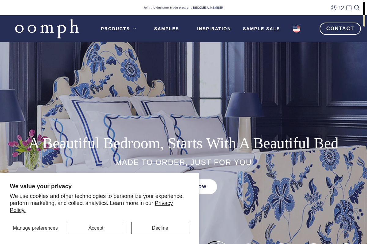 oomphhome.com homepage screenshot