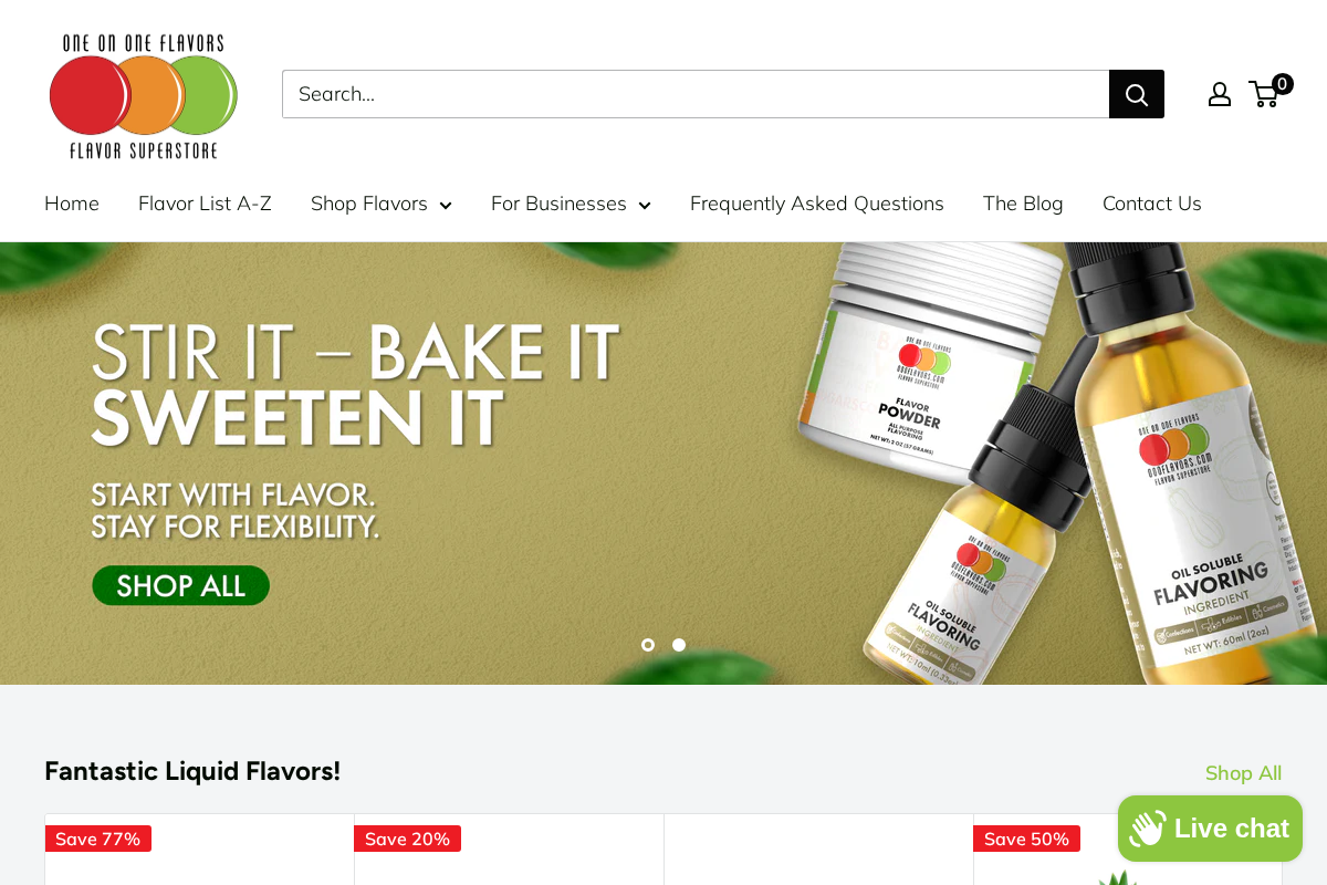 One-on-One Flavors, Inc homepage screenshot