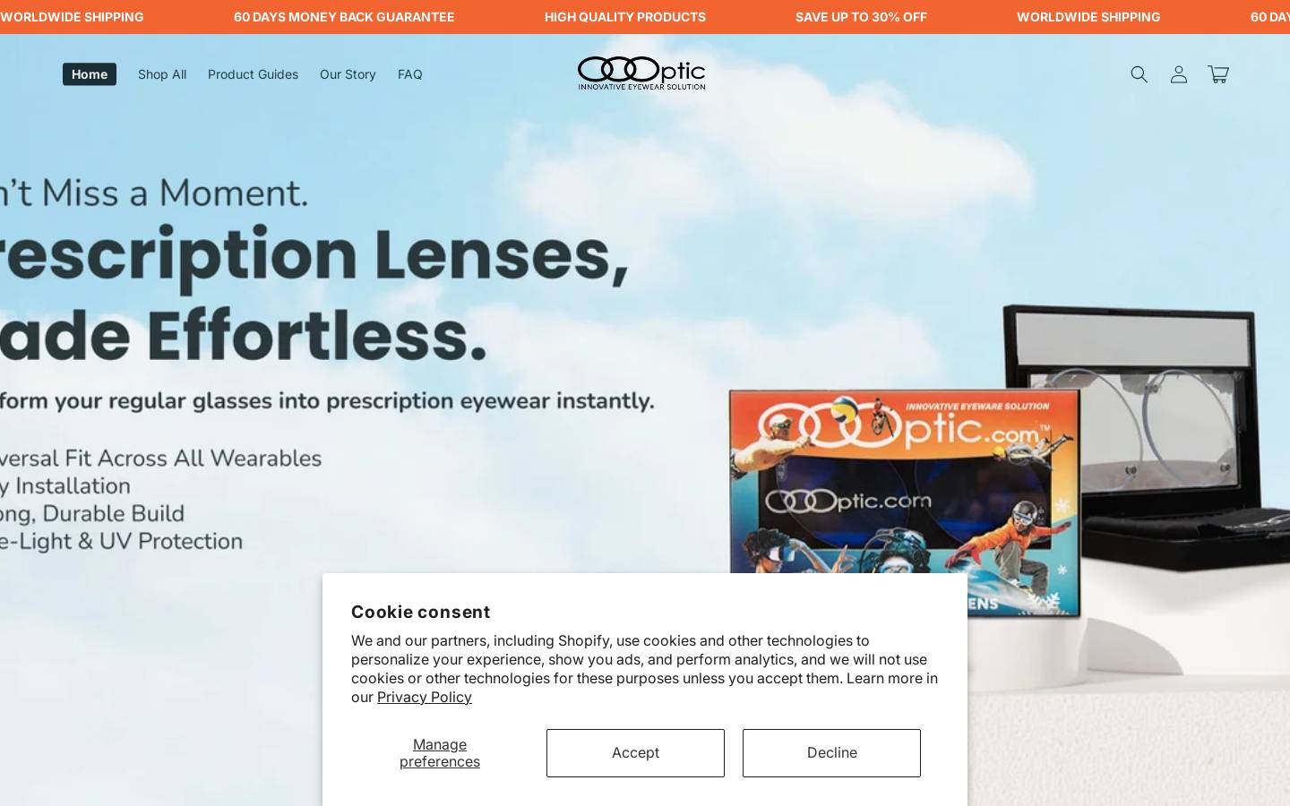 Oooptic homepage screenshot
