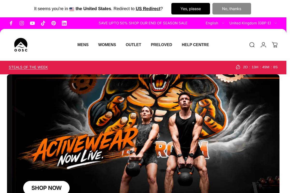 OOSC Clothing homepage screenshot