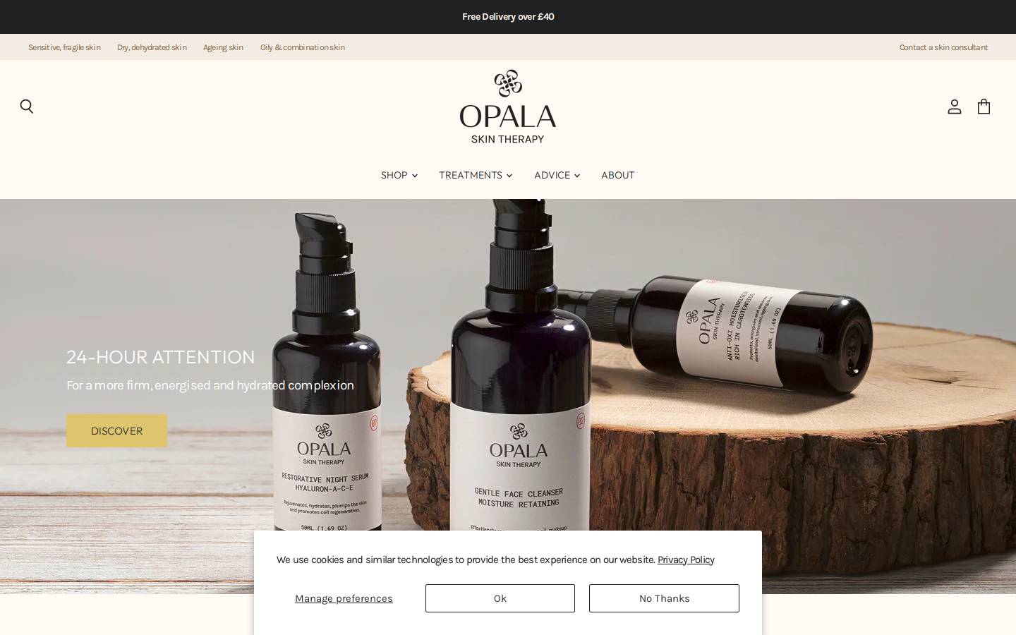 Opala Botanicals homepage screenshot