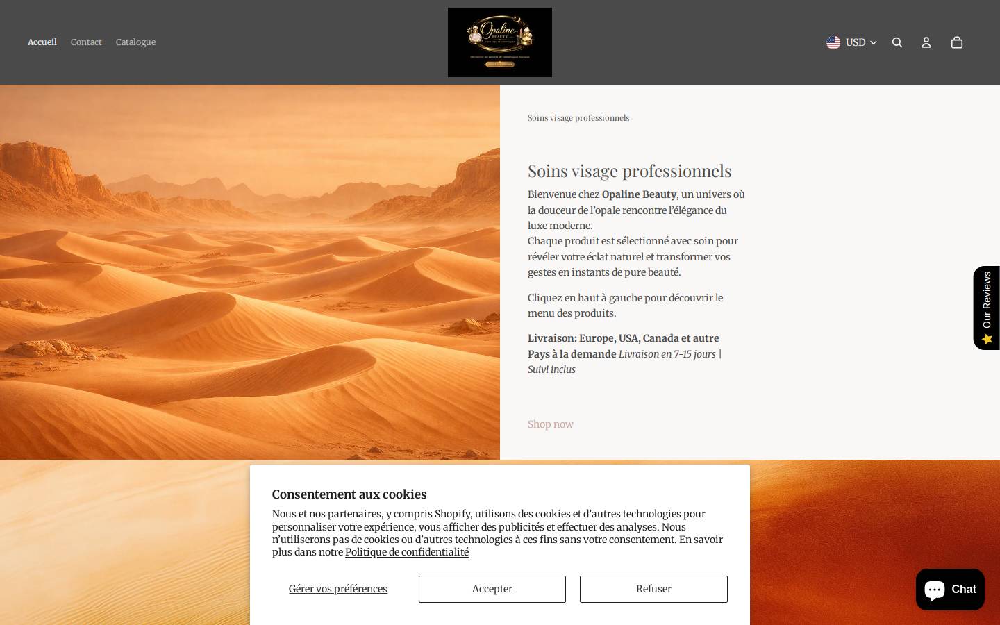 opaline-beauty.com homepage screenshot