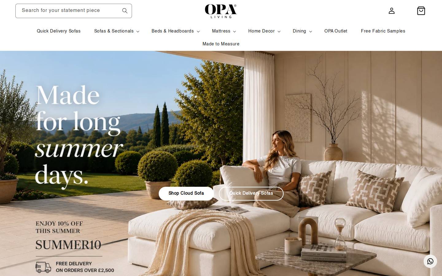 OPA Living homepage screenshot