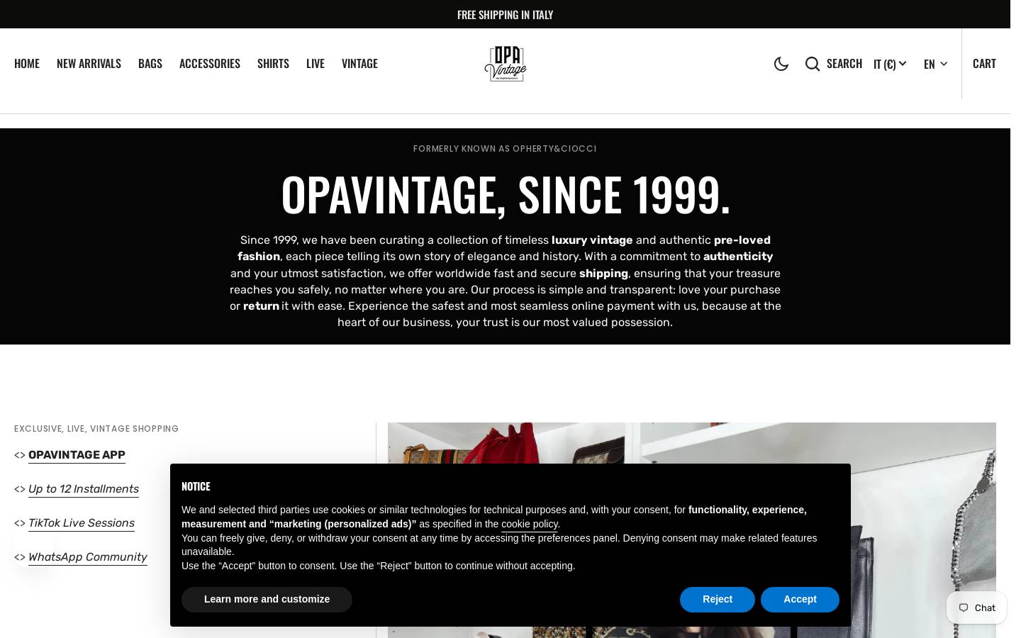 OPAVINTAGE homepage screenshot