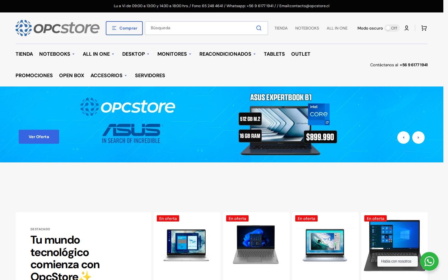 opcstore.cl homepage screenshot