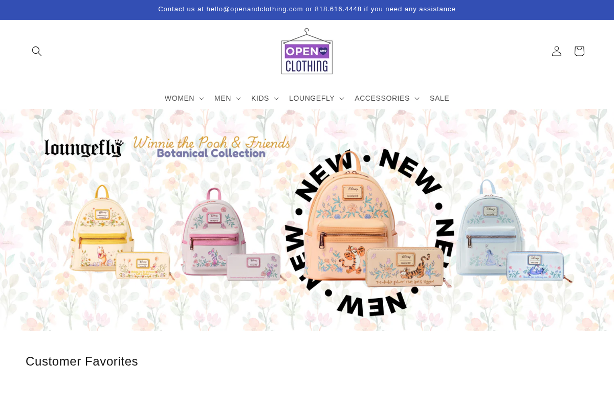 Openandclothing homepage screenshot