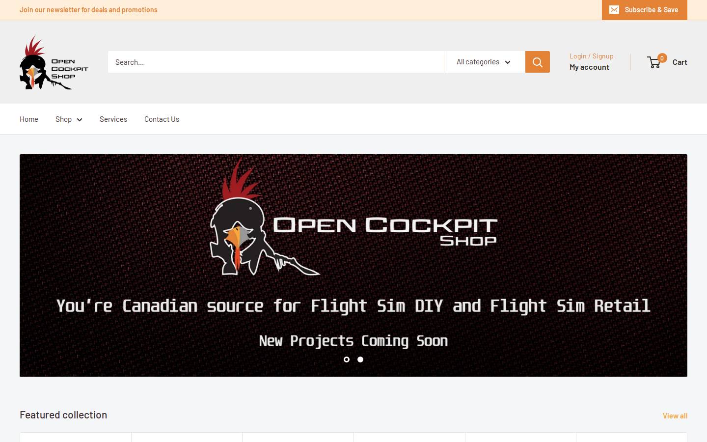 opencockpitshop.ca homepage screenshot